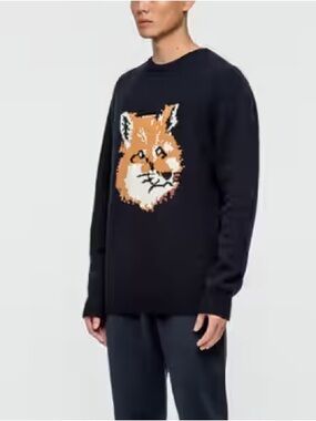 Maison Kitsune Tri Color Fox Head Logo Sweater XL